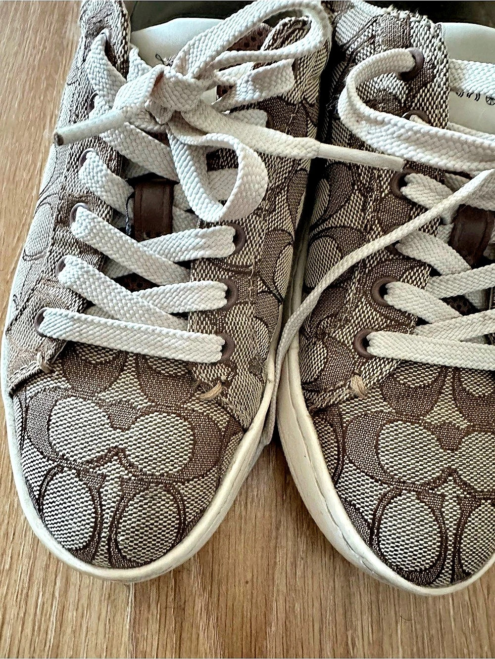 Coach Monogram Sneakers in Brown & White